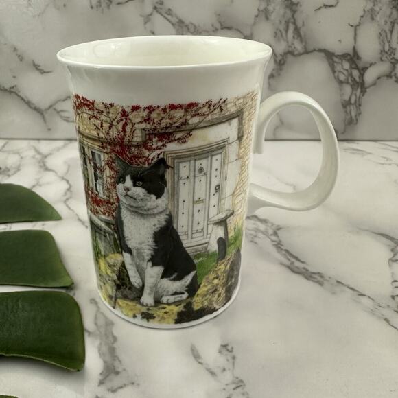 Dunoon Bone China Farmyard Cats Richard Parlis Coffee Mug Tuxedo White Cup - Picture 1 of 6
